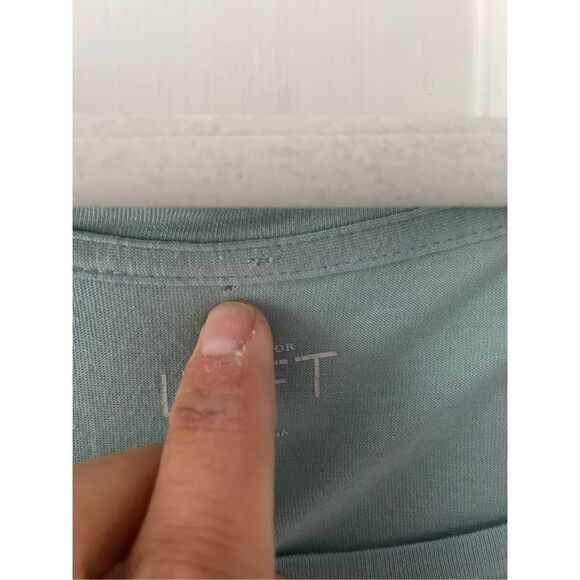 Loft light turquoise ruffled long sleeve top S - Picture 2 of 4